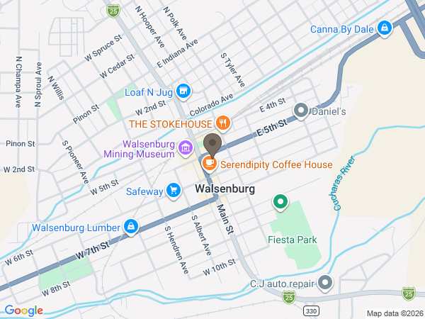 Map showing location of Boies-Ortega Funeral Home