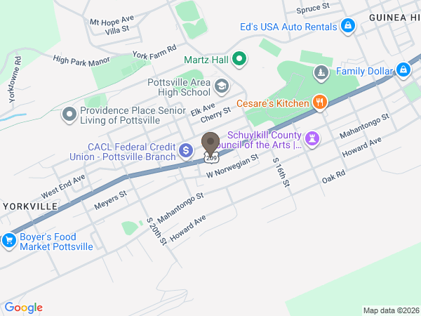 Map showing location of Schlitzer Allen Pugh