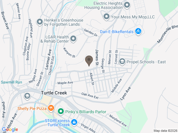 Map showing location of Patrick T Lanigan Funeral Home: Turtle Creek/Monroeville