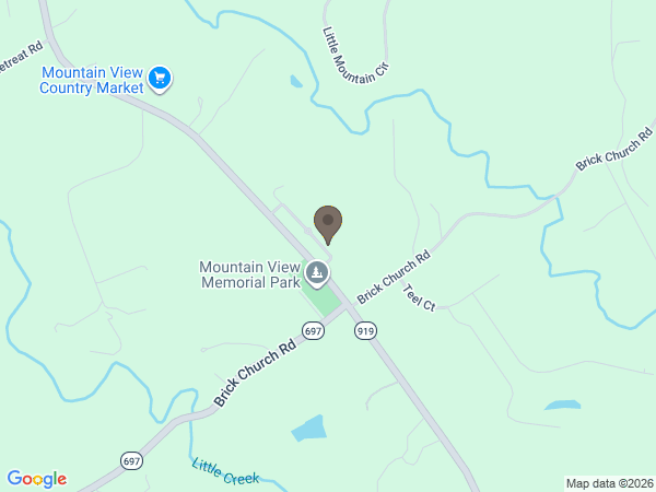 Map showing location of Mountain View Memorial Park