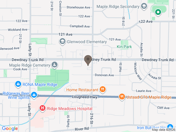 Map showing location of Maple Ridge Funeral