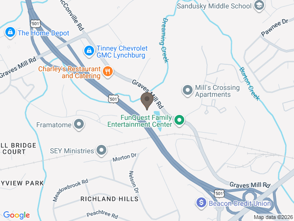 Map showing location of Heritage Funeral Service and Crematory