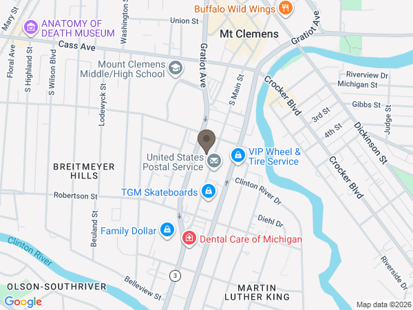 Map showing location of Harold W Vick Funeral Home