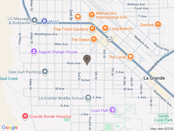 Map showing location of Loveland Funeral Chapel