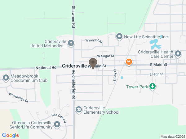 Map showing location of Bayliff and Son Funeral Home and Pet Crematory