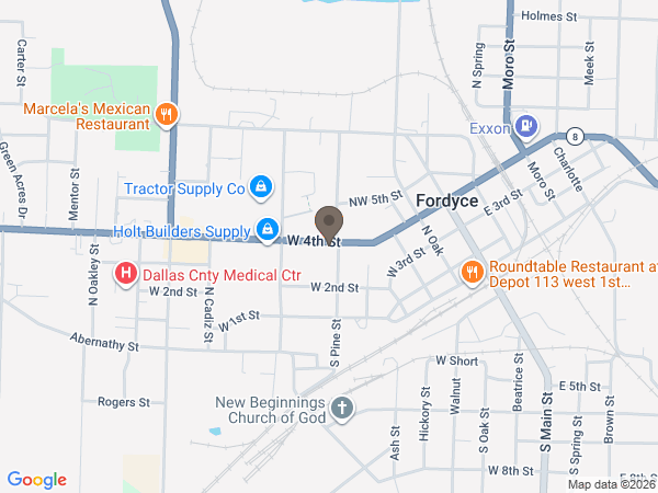 Map showing location of Benton Funeral Home