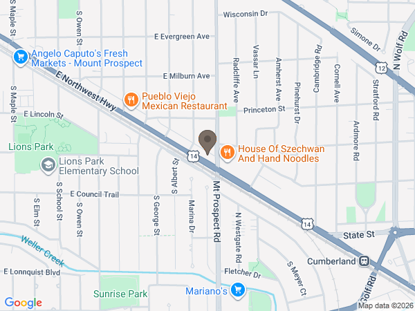 Map showing location of Cremation Society of Illinois: Mt Prospect