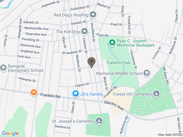 Map showing location of Anderson Funeral Home