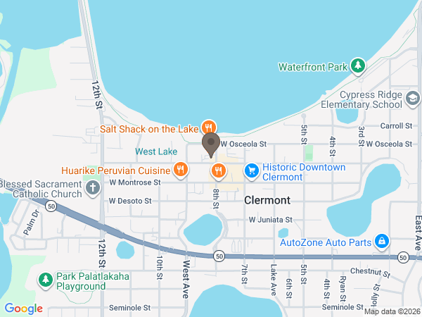 Map showing location of Becker Funeral Home