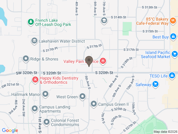 Map showing location of Edwards Memorial Funeral Home: Federal Way