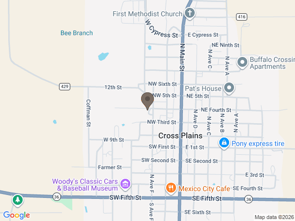 Map showing location of Higginbotham Funeral Home - Cross Plains