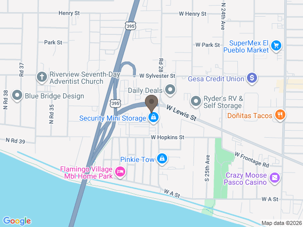 Map showing location of Hillcrest Funerals and Cremation: Pasco