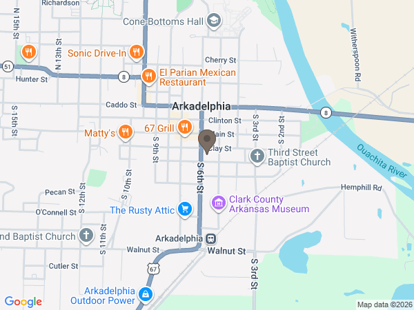 Map showing location of Smith Family Funeral Homes: Arkadelphia