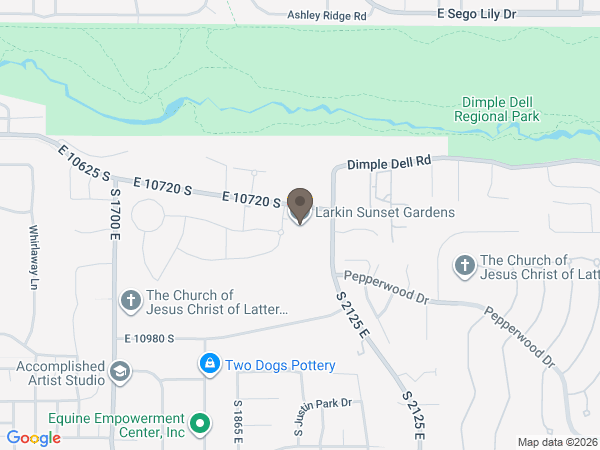 Map showing location of Larkin Sunset Gardens