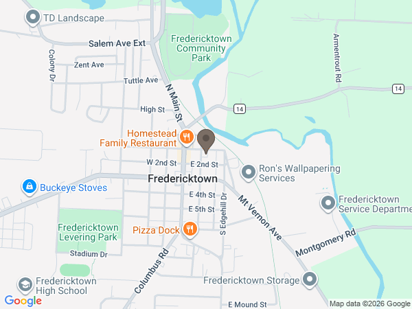 Map showing location of Snyder Funeral Homes: Fredericktown Chapel
