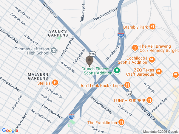 Map showing location of Bliley Funeral Homes