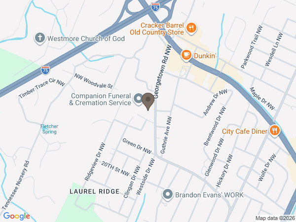 Map showing location of Companion Funeral & Cremation Service