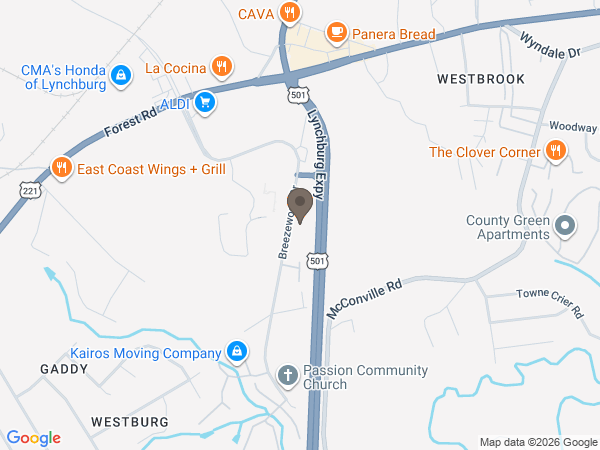 Map showing location of Tharp Funeral Home & Crematory