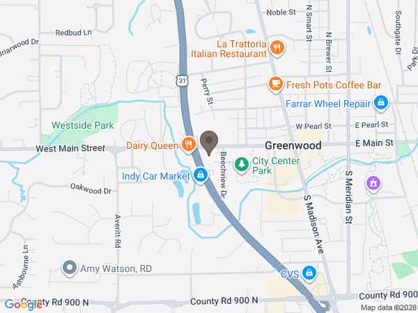 Map showing location of Wilson St Pierre Funeral Service & Crematory: Greenwood