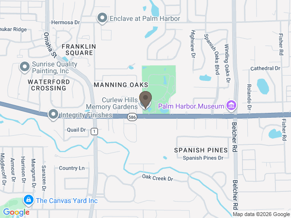 Map showing location of Curlew Hills Memory Gardens