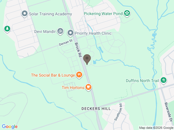 Map showing location of Duffin Meadows Cemetery