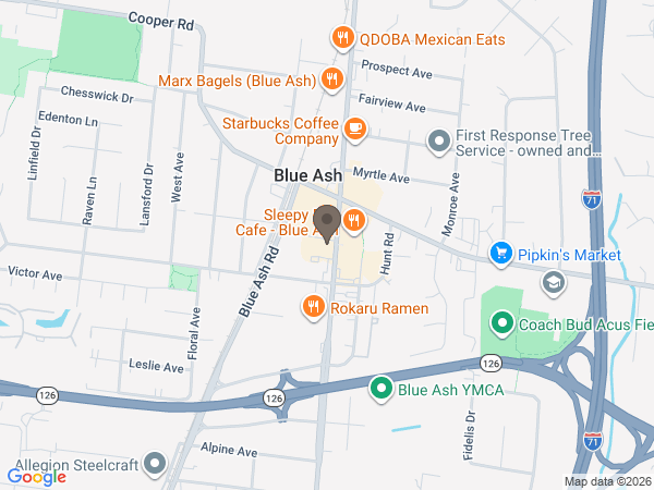 Map showing location of Strawser Funeral Home