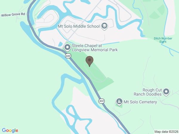 Map showing location of Steele Chapel at Longview Memorial Park