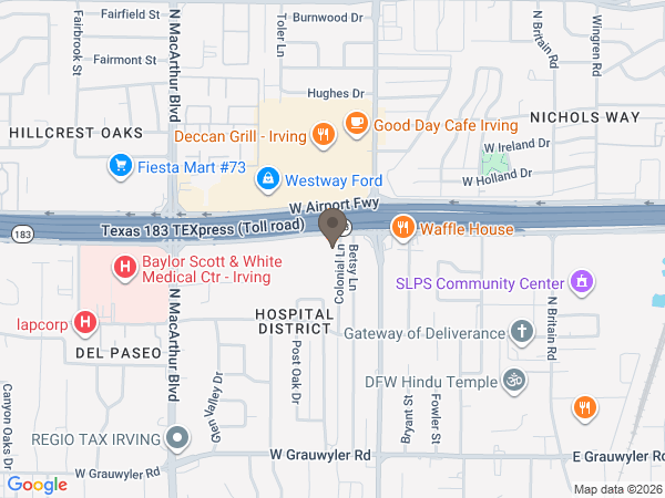 Map showing location of Donnelly's Colonial Funeral Home