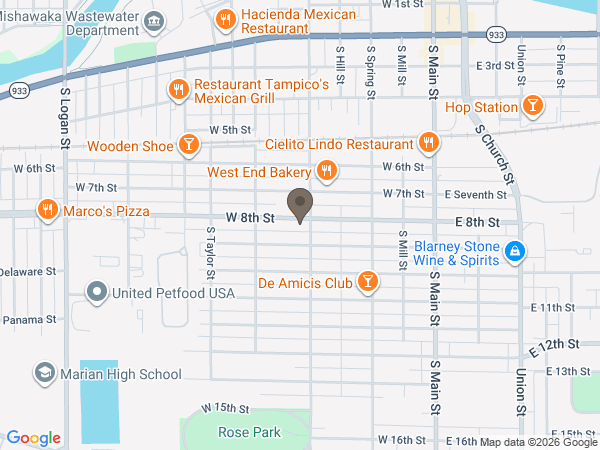 Map showing location of Hahn Funeral Home