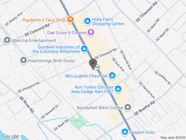 Map showing location of Crown Cremation Services: Milwaukie