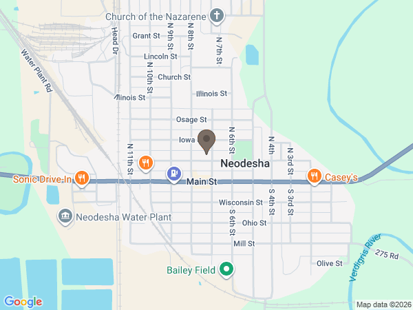 Map showing location of Loran Fawcett Chapel