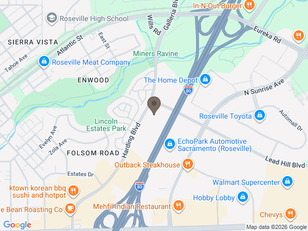 Map showing location of Blue Oaks Cremation & Burial Services