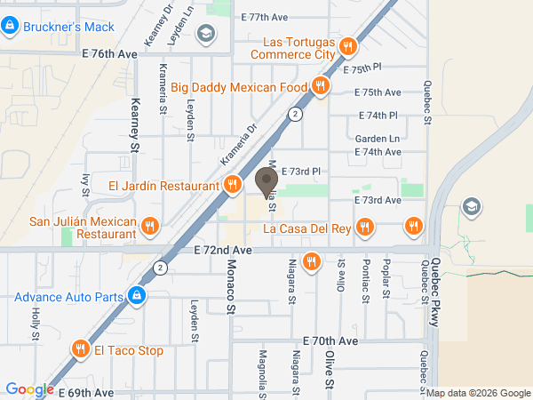 Map showing location of Aspen Mortuaries: Commerce City