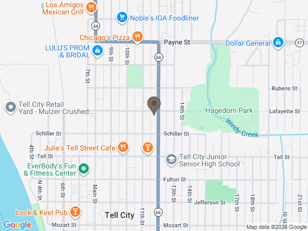 Map showing location of Huber Funeral Homes