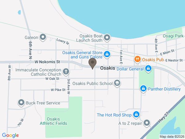 Map showing location of Roy-Hetland Funeral Home