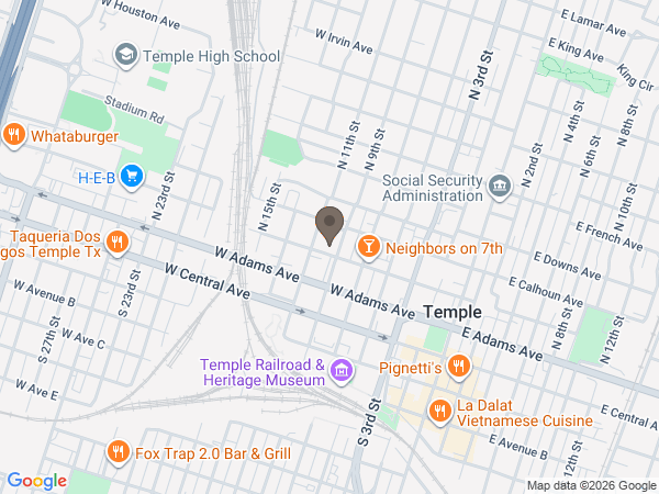 Map showing location of Harper-Talasek Funeral Homes: Temple