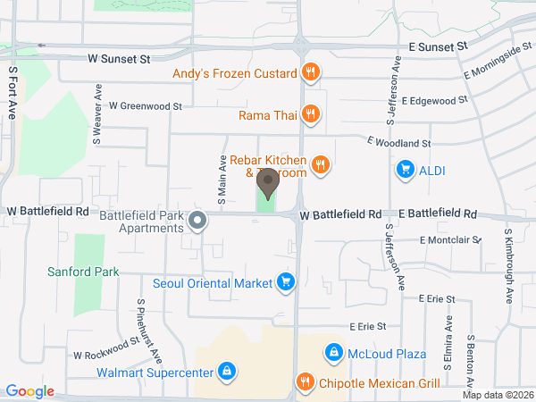 Map showing location of Greenlawn Funeral Home: South