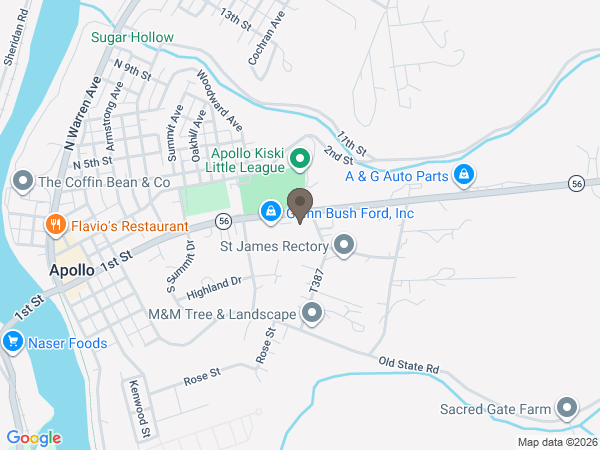 Map showing location of Curran-Shaffer Funeral Home and Crematory, Inc