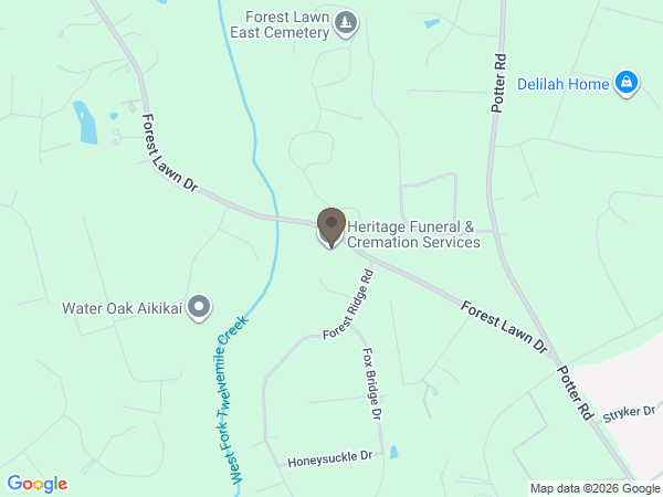 Map showing location of Heritage Funeral Home: Weddington Chapel