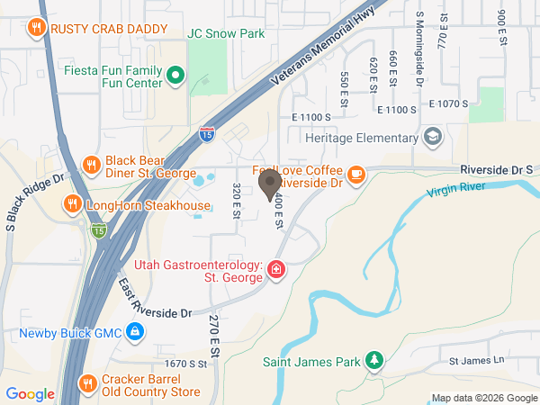 Map showing location of Cremation Center of Southern Utah