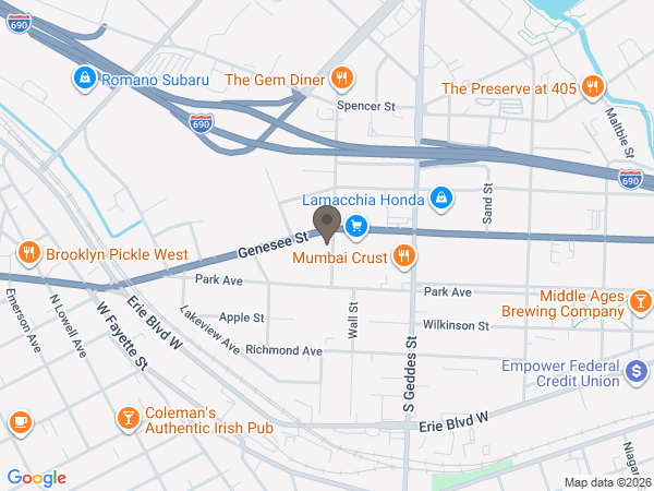 Map showing location of Hollis Funeral Home