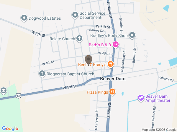 Map showing location of William L. Danks Funeral Home