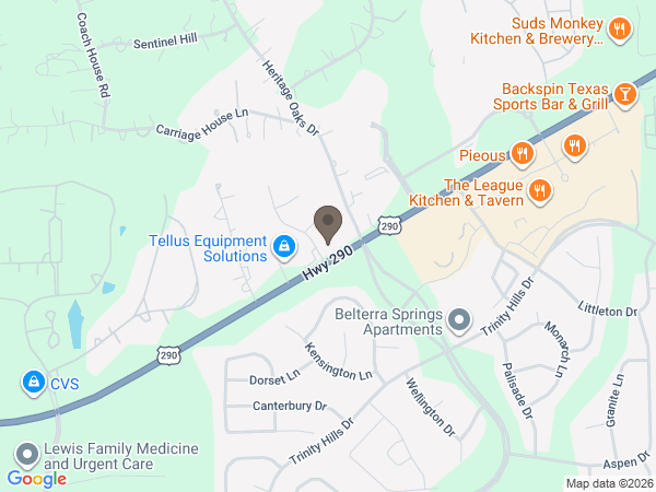 Map showing location of Harrell Funeral Home: Dripping Springs