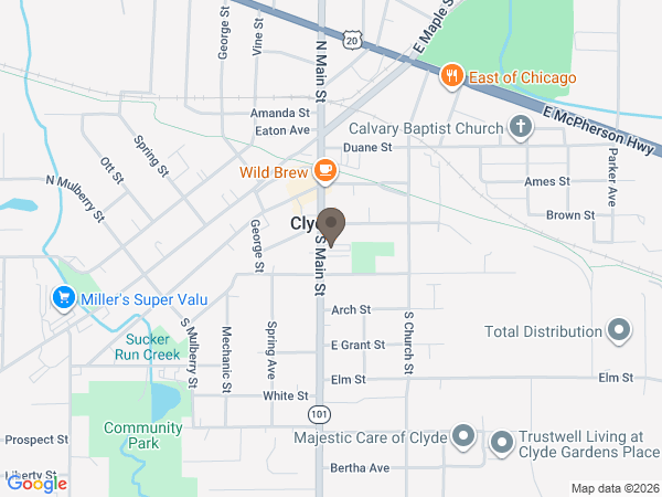 Map showing location of Auxter Funeral Homes: Clyde