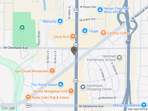Map showing location of Cremation Society of Milwaukee: West Allis