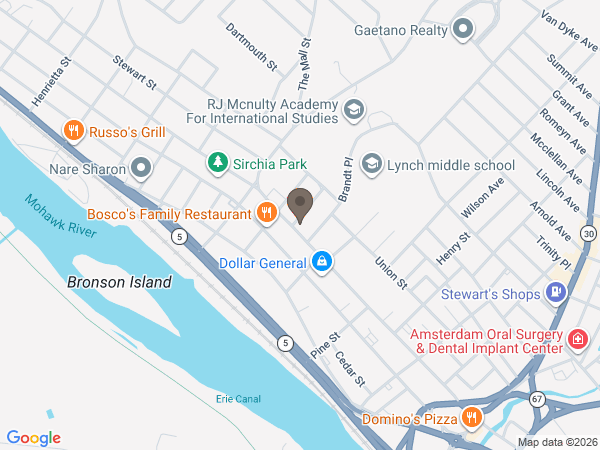 Map showing location of Betz, Rossi, Bellinger & Stewart Funeral Homes