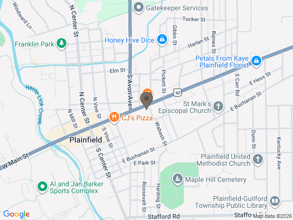 Map showing location of Hall Baker Funeral Home