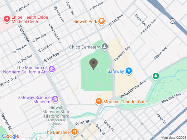 Map showing location of Chico Cemetery