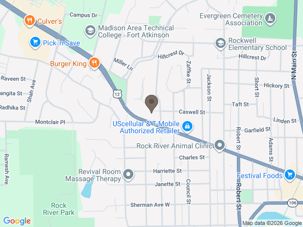 Map showing location of Nitardy Funeral Home - Fort Atkinson