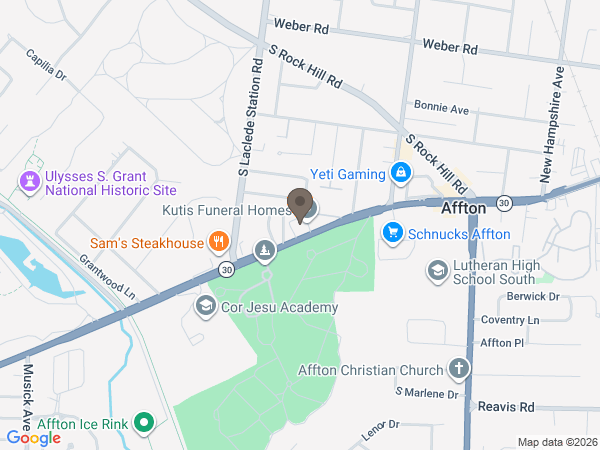 Map showing location of Kutis Funeral Home